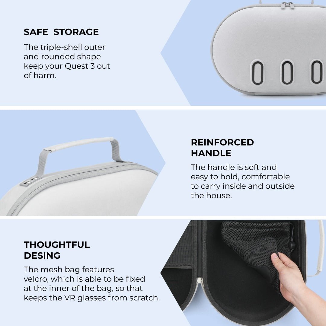 BLUPEBBLE ALL IN ONE PEBBLE CASE FOR META QUEST 3 WHITE BP-VRQ3PEBBAG-WH thumbnail 6