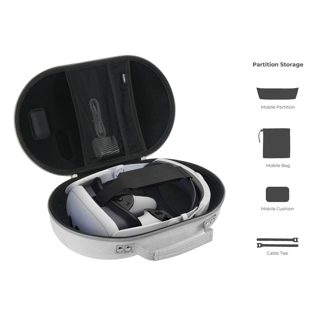 BLUPEBBLE ALL IN ONE PEBBLE CASE FOR META QUEST 3 WHITE BP-VRQ3PEBBAG-WH thumbnail 5