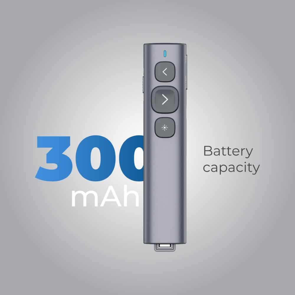 BLUPEBBLE WAND REMOTE BT PRESENTER WITH USB A & USB C RECEIVER GREY BP-WANDBT-GY thumbnail 7