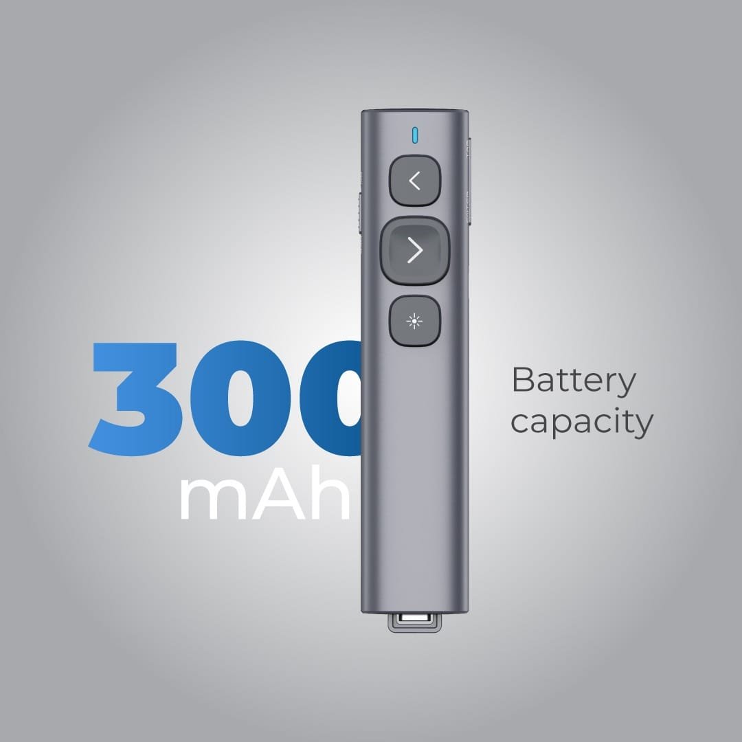 BLUPEBBLE WAND REMOTE PRESENTER WITH USB-A AND USB-C RECEIVER GREY BP-WANDV1-GY thumbnail 3