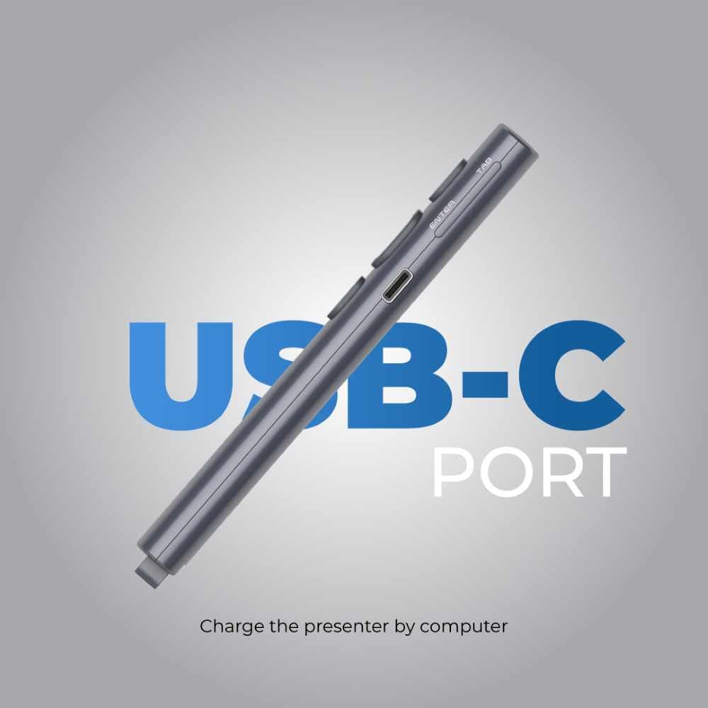 BLUPEBBLE WAND REMOTE BT PRESENTER WITH USB A & USB C RECEIVER GREY BP-WANDBT-GY thumbnail 8