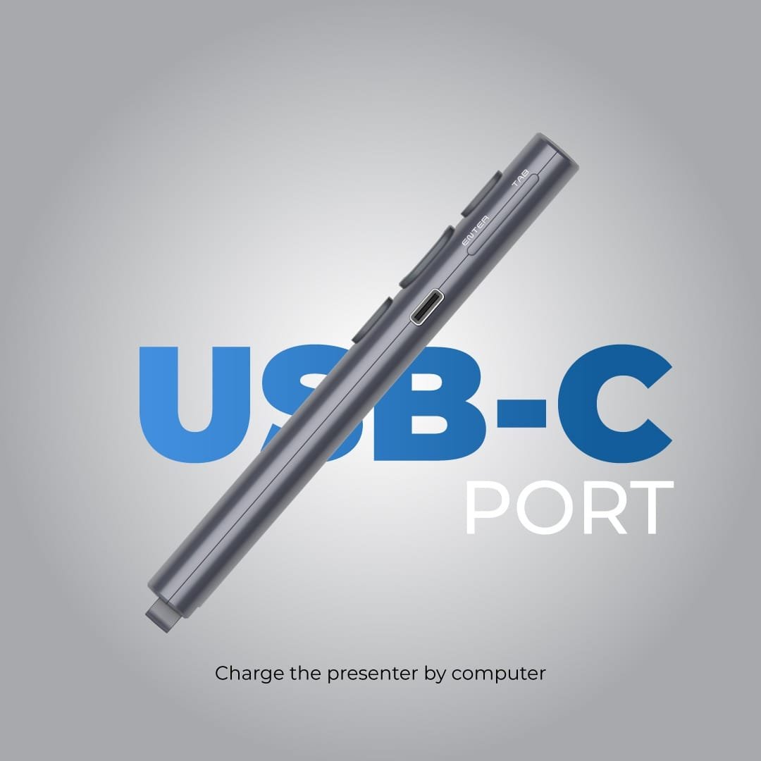 BLUPEBBLE WAND REMOTE PRESENTER WITH USB-A AND USB-C RECEIVER GREY BP-WANDV1-GY thumbnail 8