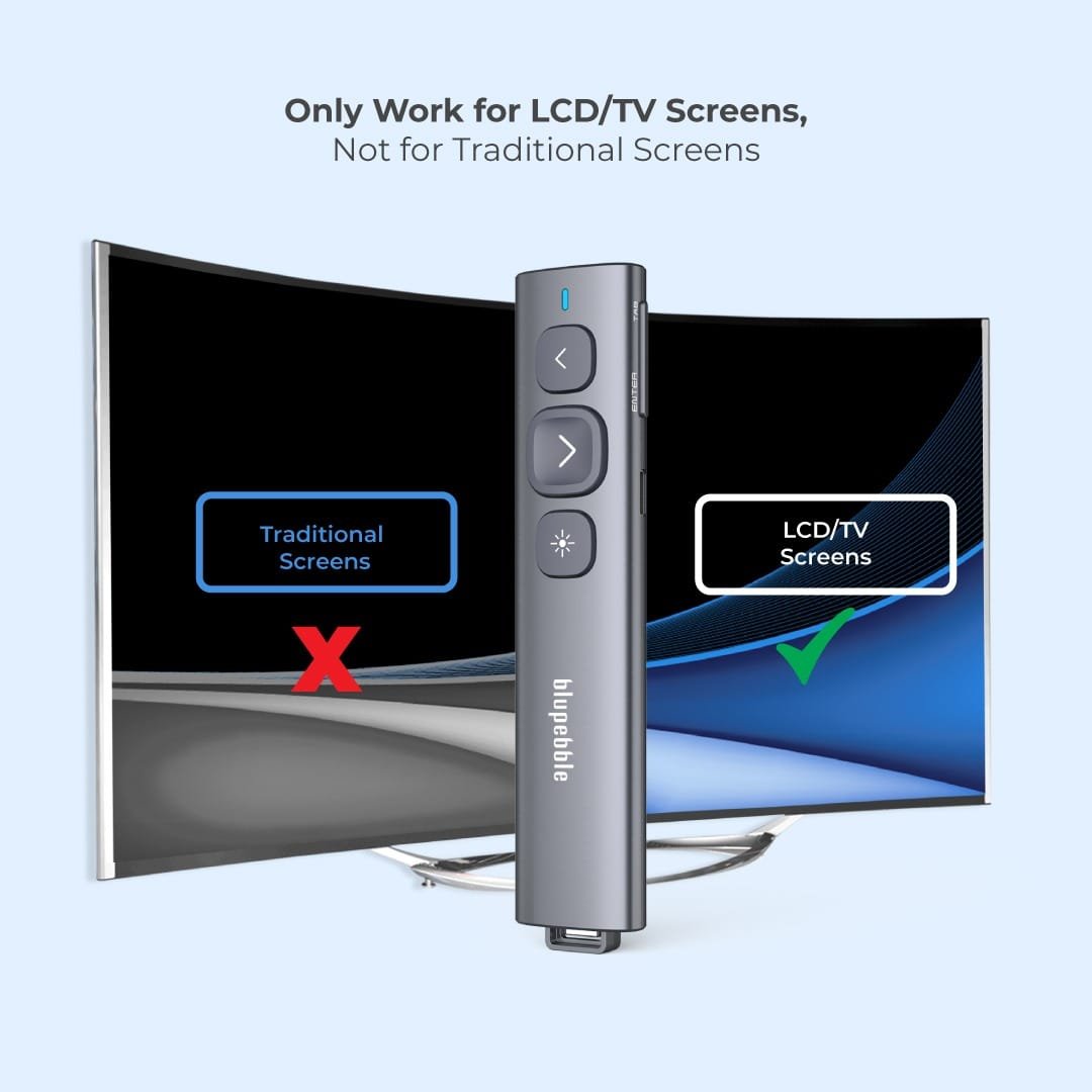 BLUPEBBLE WAND REMOTE PRESENTER WITH USB-A AND USB-C RECEIVER GREY BP-WANDV1-GY thumbnail 5