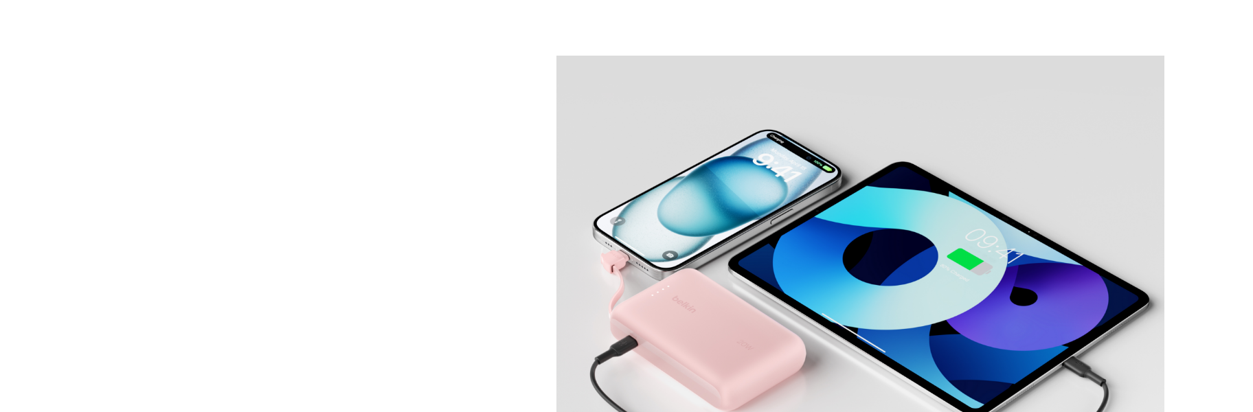 BELKIN BOOST CHARGE POWER BANK 20K WITH USB C INTEGRATED CABLE PD 30W PINK BPB024HQPK thumbnail 5