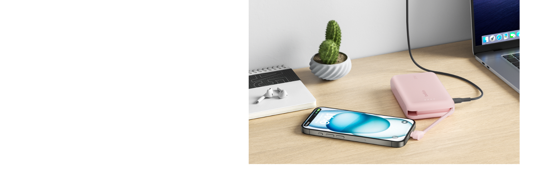 BELKIN BOOST CHARGE POWER BANK 20K WITH USB C INTEGRATED CABLE PD 30W PINK BPB024HQPK thumbnail 3