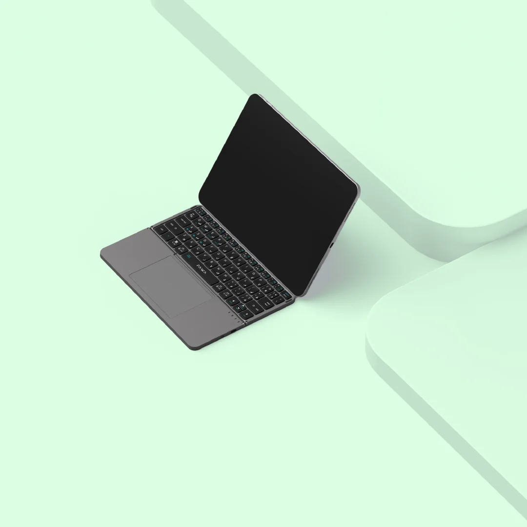 PAWA PORTABLE FOLDABLE WIRELESS KEYBOARD WITH TOUCHPAD GREY PW-PKW2T5F2-GY thumbnail 2