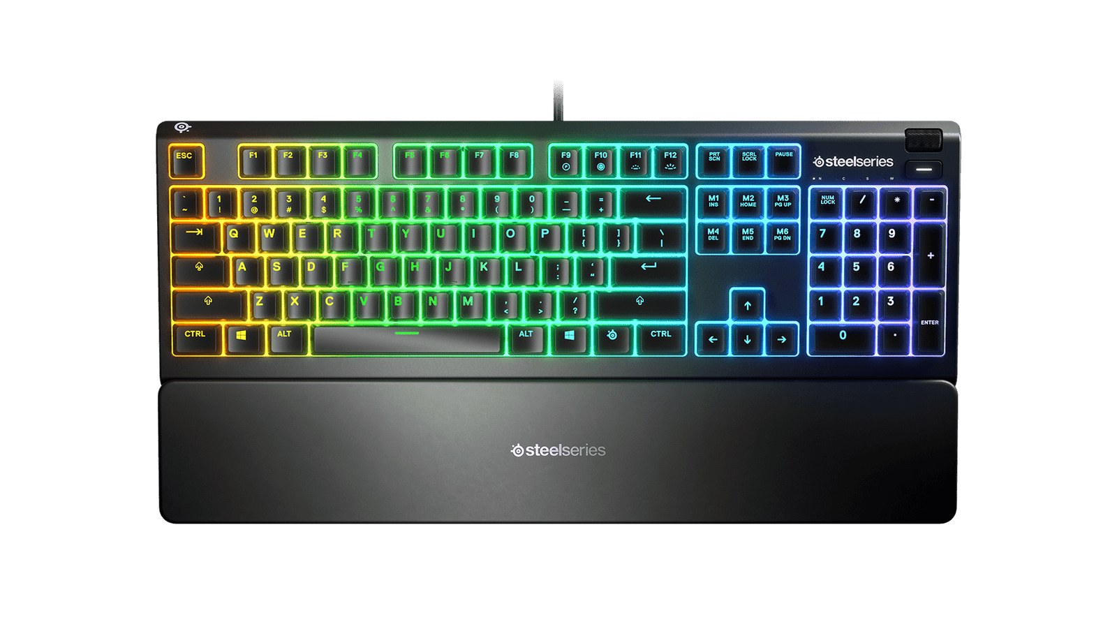 SteelSeries Apex 3 RGB Wired Gaming Keyboard (64795) - Splash Resistant, Whisper Quiet Gaming Switches, Customizable RGB Backlighting