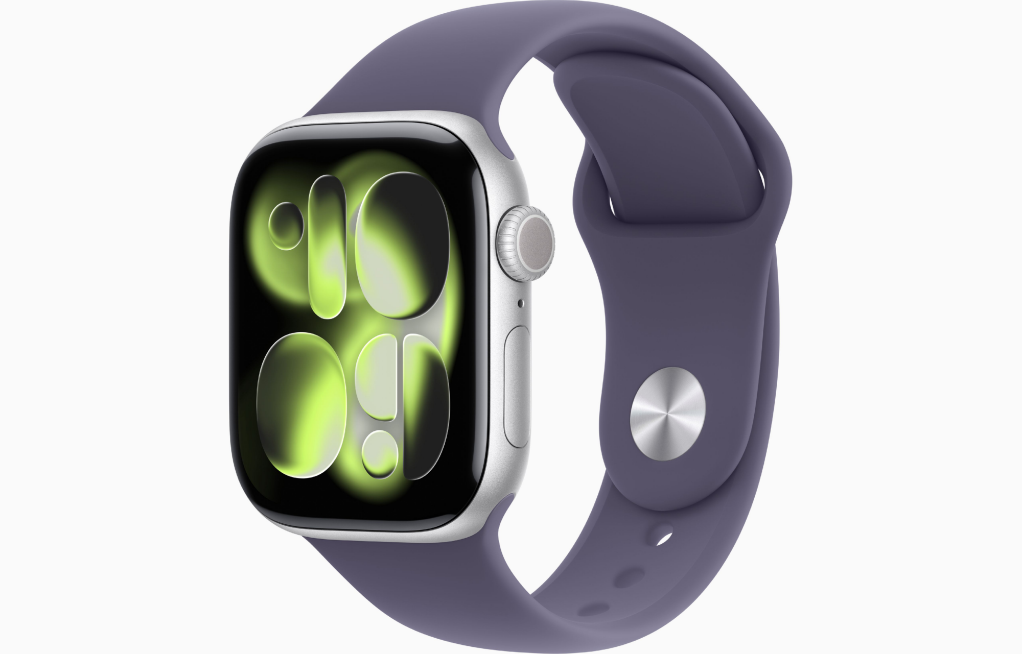 APPLE WATCH SERIES 11 GPS 42MM 2025 SILVER ALUMINIUM CASE WITH PURPLE FOG SPORT BAND - M/L MEU74