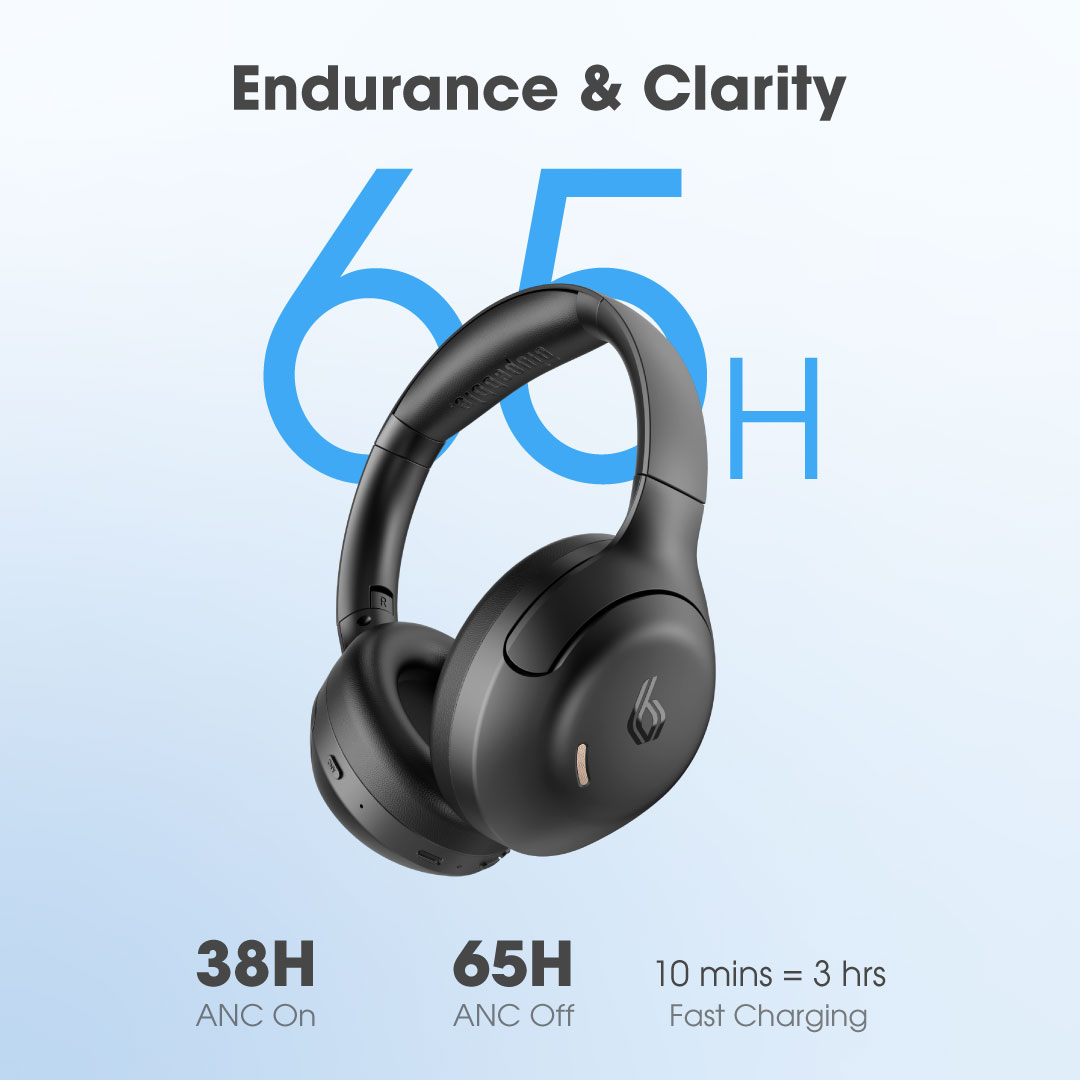 BLUPEBBLE OVER EAR FOLDABLE DIGITAL HYBRID NOISE CANCELLING HEADPHONES C85 STONE BP-PAC85-STN thumbnail 5