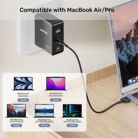 UNITEK PD 3.1 USB C TO MAGNETIC 3 CHARGING CABLE PD 140W 3M BLACK C14121BK-3M thumbnail 3