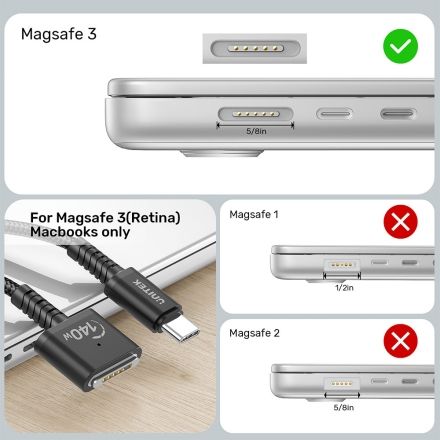 UNITEK PD 3.1 USB C TO MAGNETIC 3 CHARGING CABLE PD 140W 3M BLACK C14121BK-3M thumbnail 2