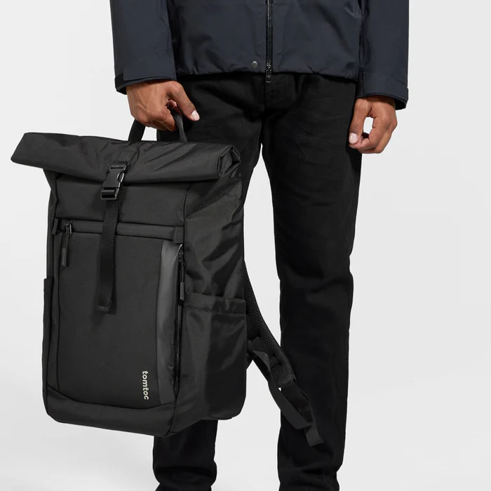 TOMTOC NAVIGATOR T61 ROLLTOP BACKPACK BLACK T61L1D1 thumbnail 14