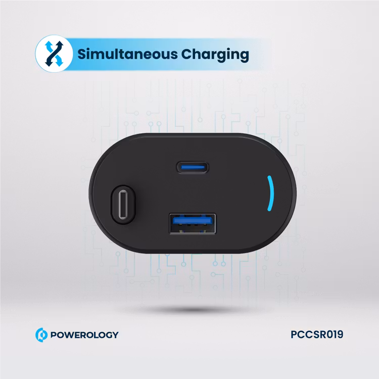 POWEROLOGY CURRNEX 60W MULTI PORT CAR CHARGER WITH RETRACTABLE 75CM CABLE BLACK PCCSR19BK thumbnail 8