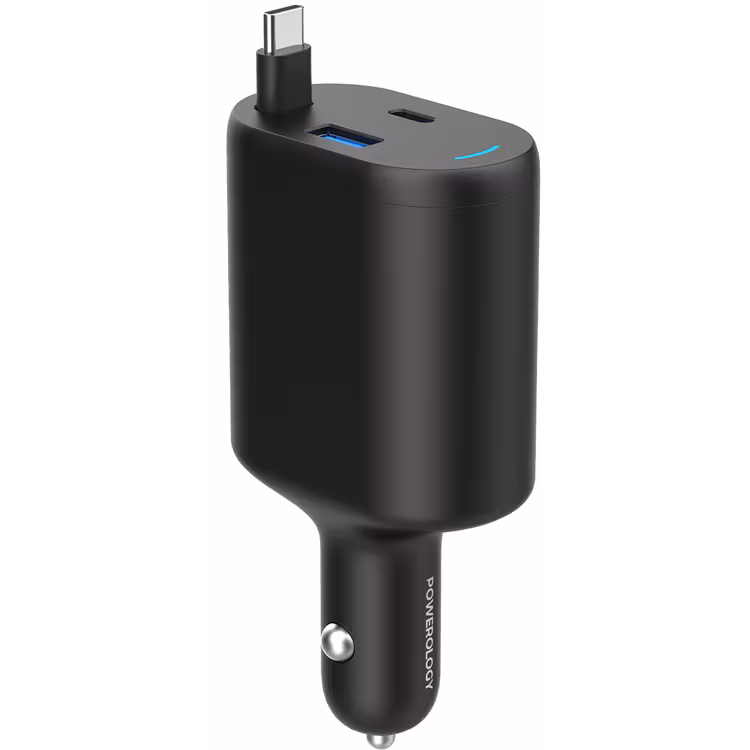 POWEROLOGY CURRNEX 60W MULTI PORT CAR CHARGER WITH RETRACTABLE 75CM CABLE BLACK PCCSR19BK thumbnail 11