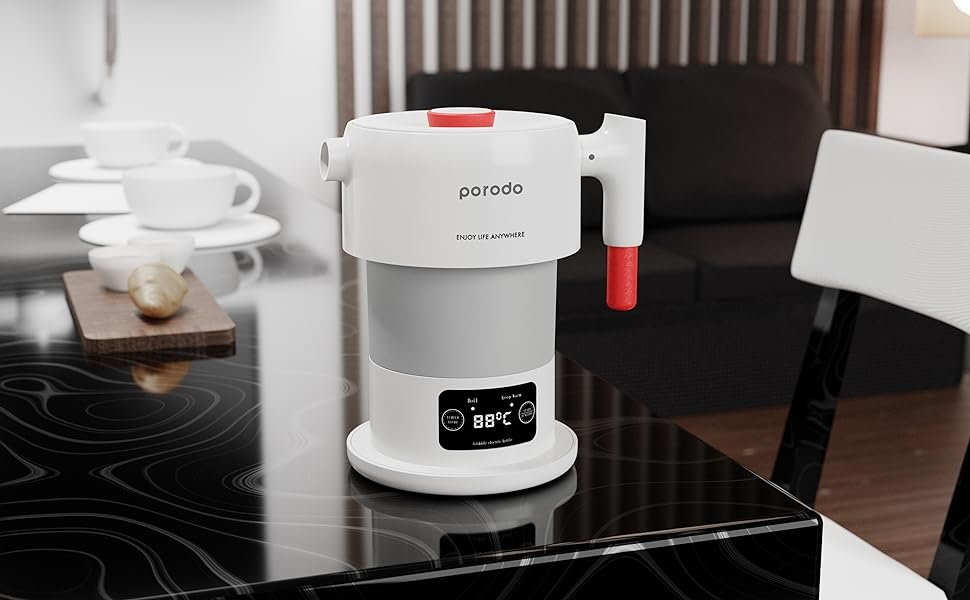 Porodo Portable Folding Electric Kettle White PD-KTLD600-WH thumbnail 2