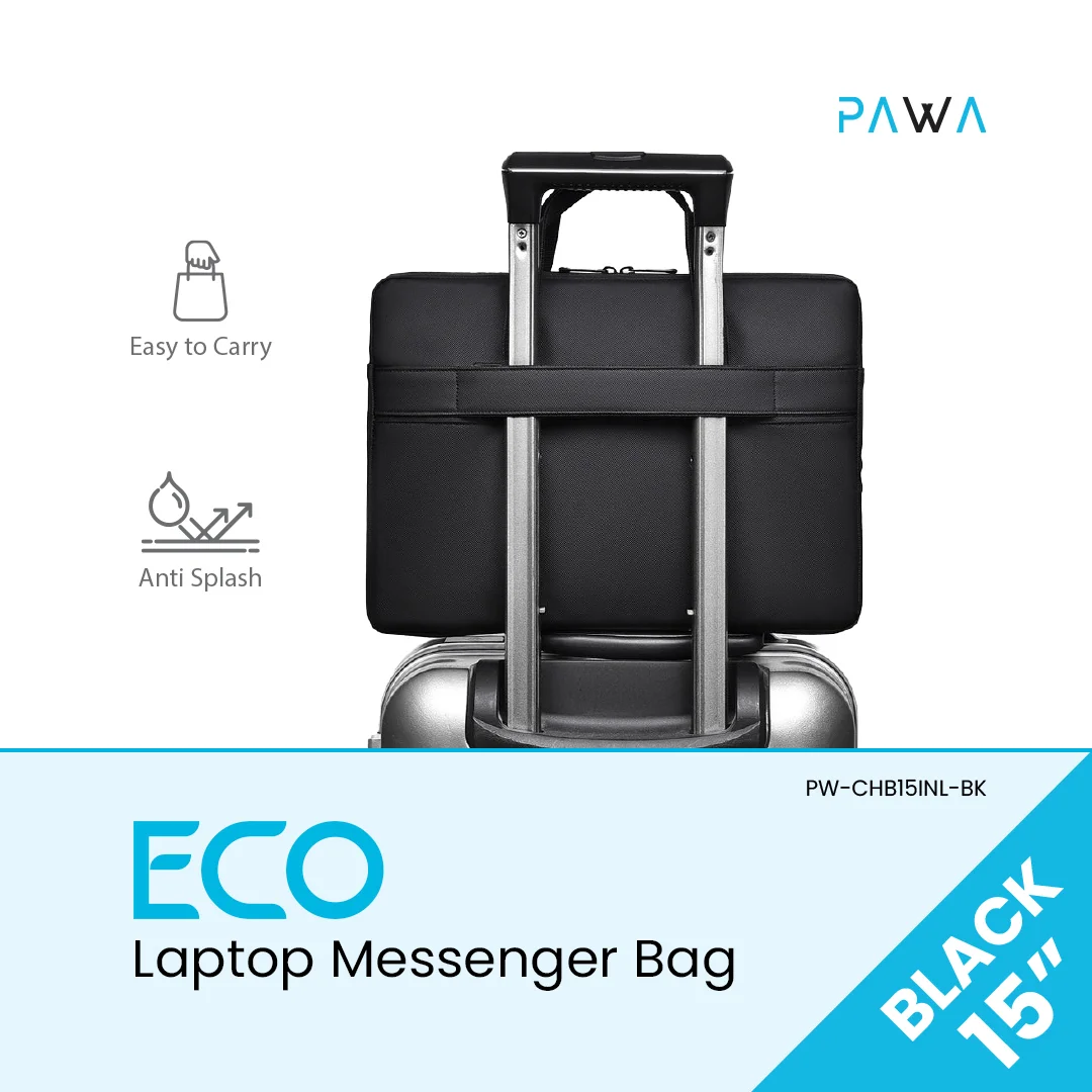 PAWA ECO LAPTOP MESSENGER BAG 15 INCH BLACK PW-CHB15INL-BK thumbnail 4