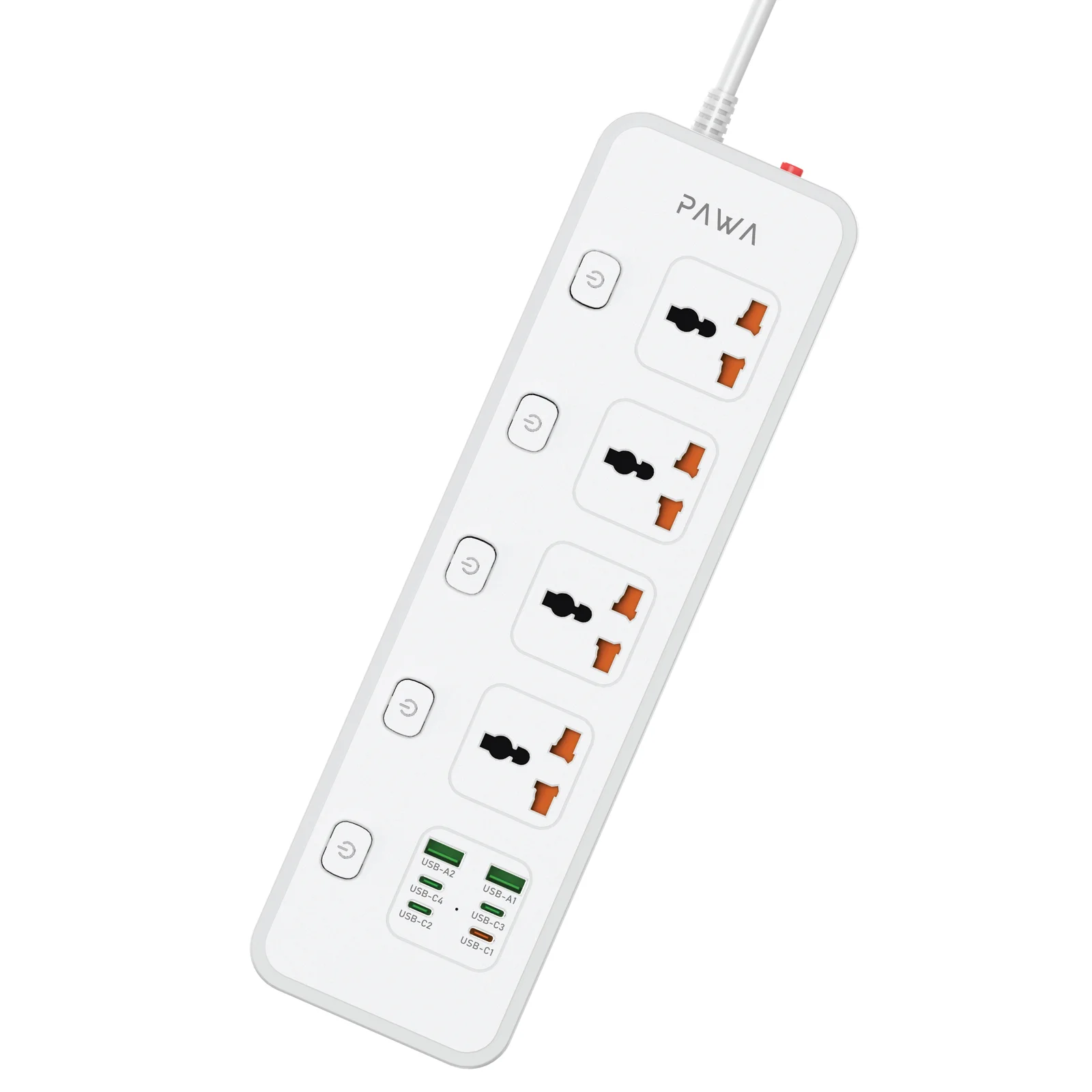 PAWA UNIVERSAL POWERSTRIP WITH 4AC + 65W WHITE PW-PSTN654P-WH