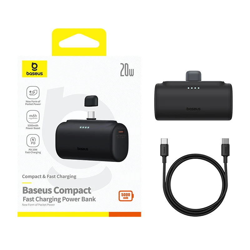 BASEUS COMPACT FAST CHARGING POWER BANK TYPE C EDITION 5000MAH 20W CLUSTER BLACK P10068306113-00-BK thumbnail 4