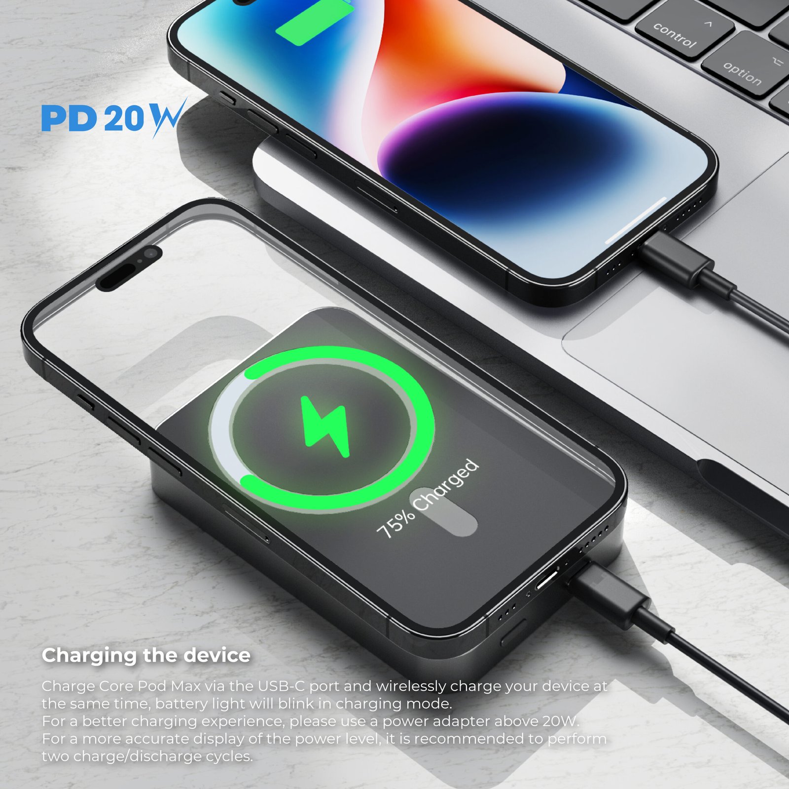 BLUPEBBLE 15W CORE POD MAX 10000MAH MAGSAFE POWER BANK GREY BP-CPMAX10000-SG thumbnail 9