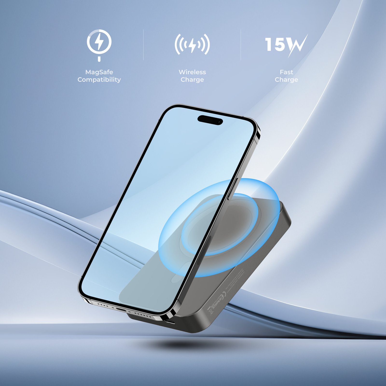 BLUPEBBLE 15W CORE POD MAX 10000MAH MAGSAFE POWER BANK GREY BP-CPMAX10000-SG thumbnail 7