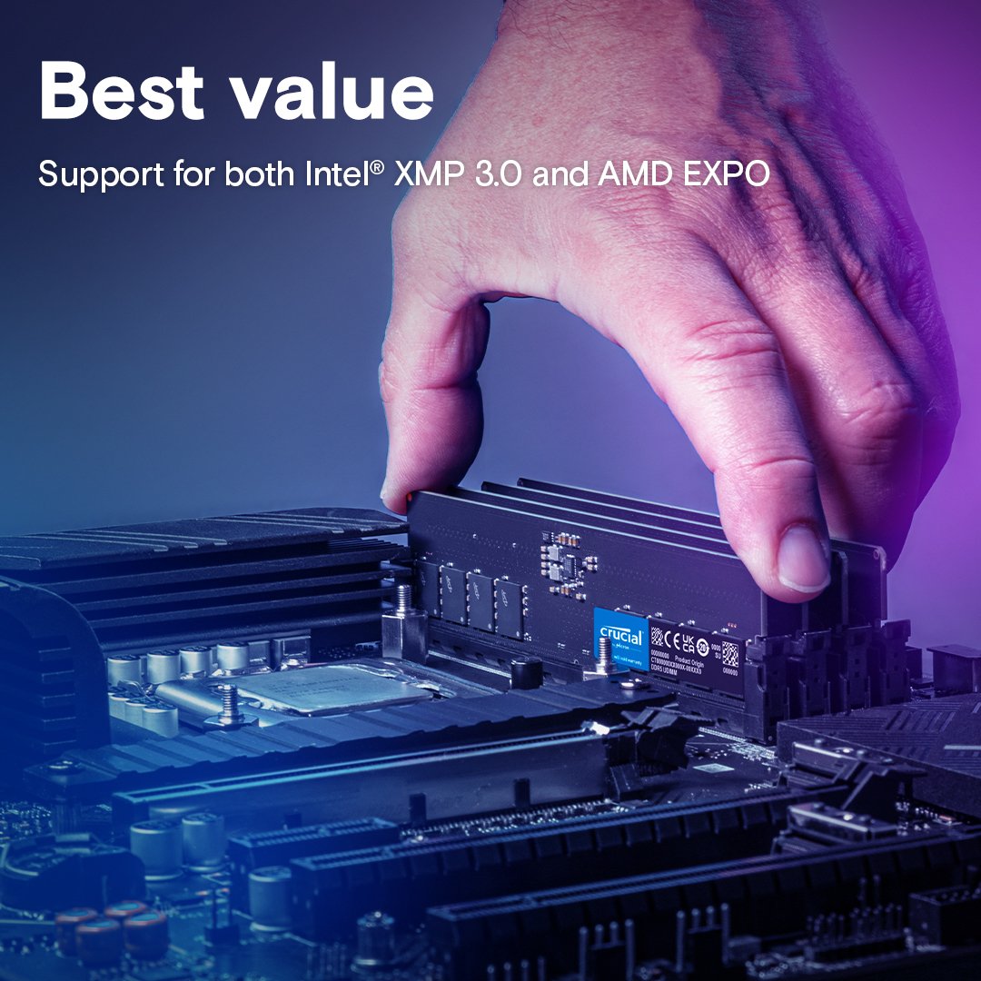Crucial 16GB Desktop DDR5 5600MHz UDIMM Memory CT16G56C46U5 thumbnail 4