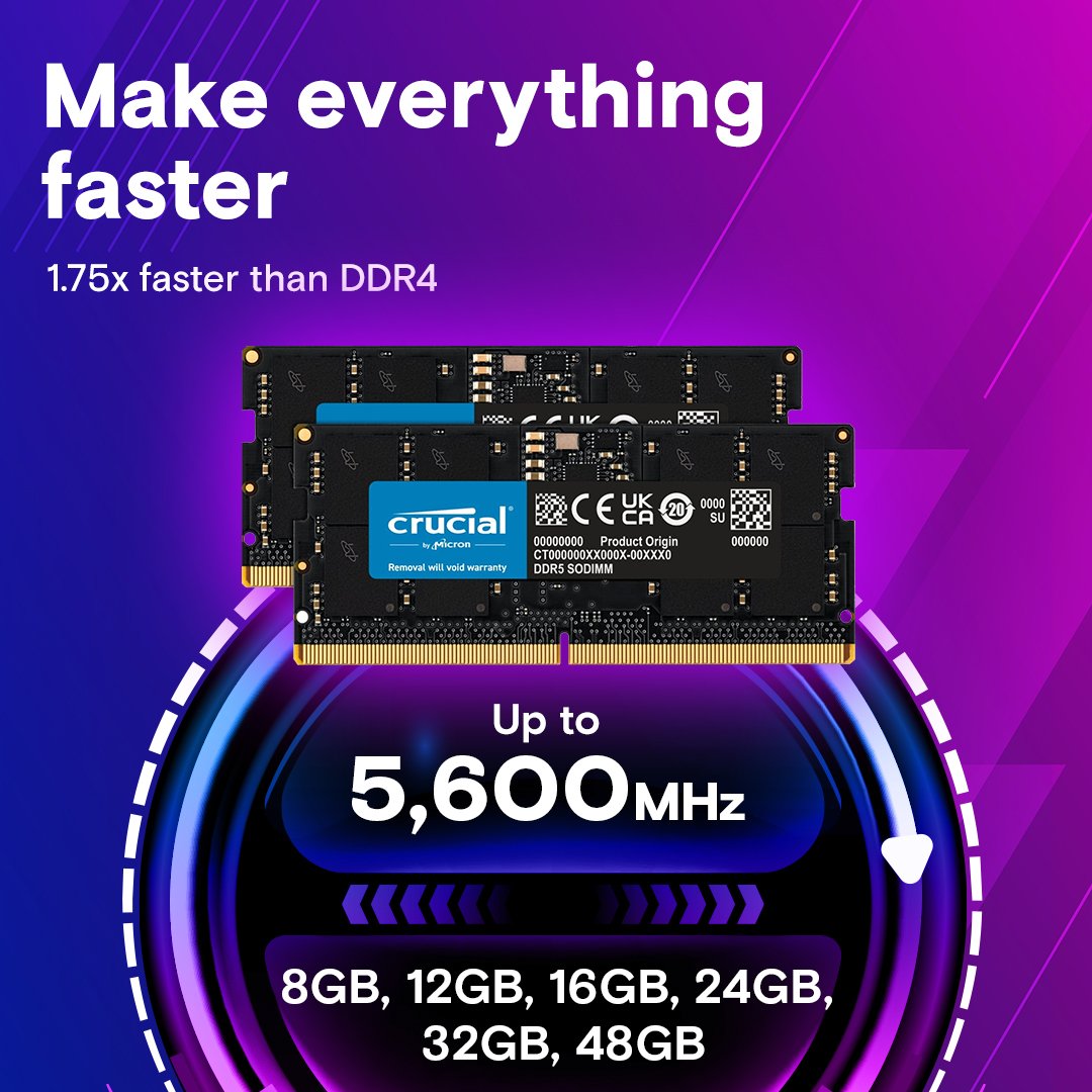 Crucial 8GB DDR5-5600 Laptop RAM CT8G56C46S5 thumbnail 6