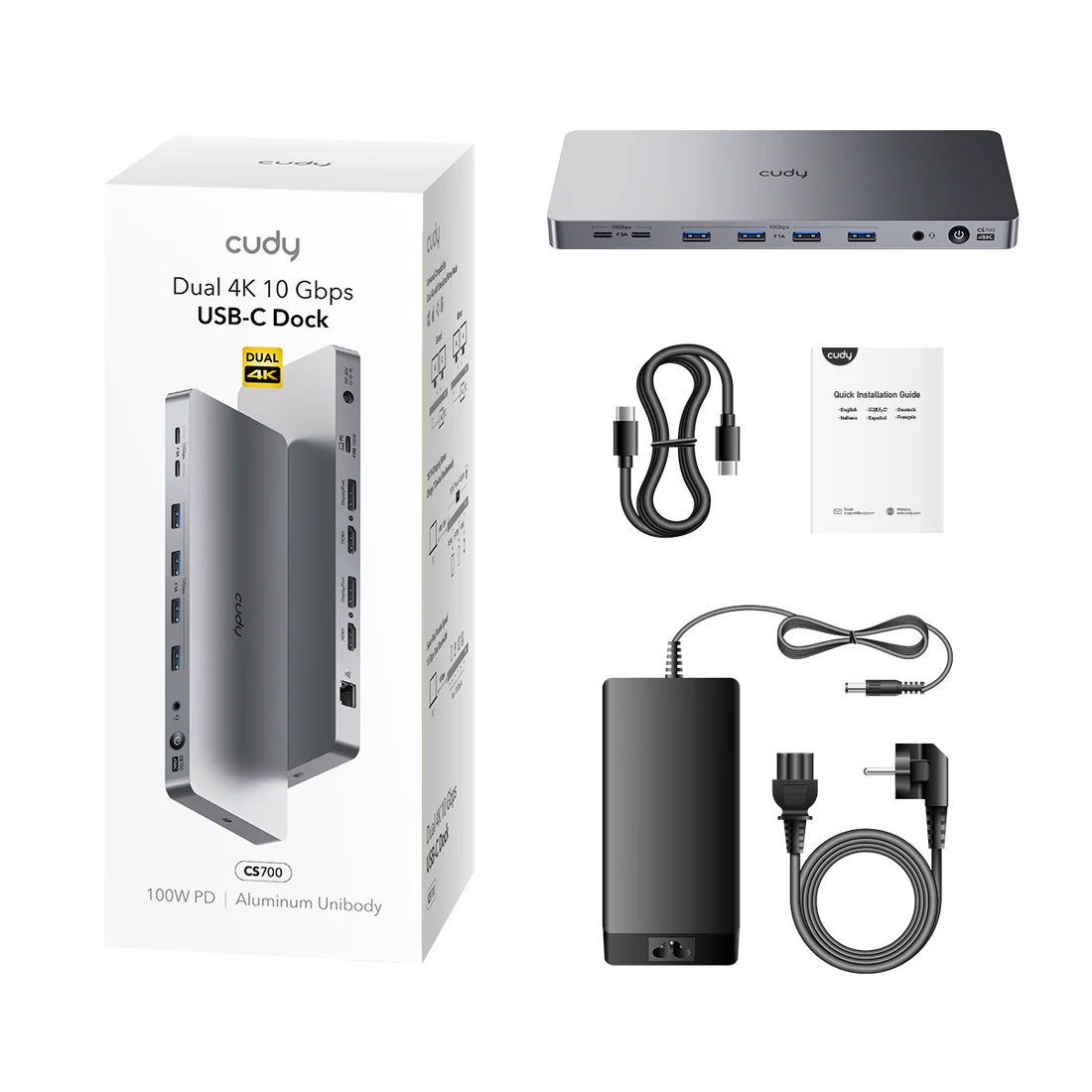 CUDY DUAL 4K 10 GBPS USB-C DOCK CS700 thumbnail 7