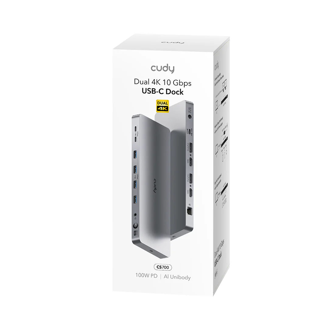 CUDY DUAL 4K 10 GBPS USB-C DOCK CS700 thumbnail 6