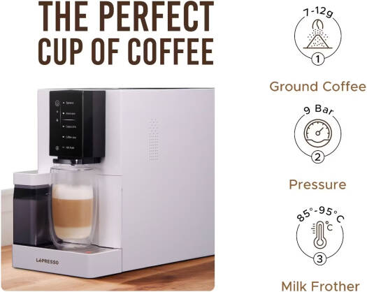 LEPRESSO BREVISSIMO AUTOMATIC COFFEE MACHINE WHITE LPCFFBAC0046WH thumbnail 5