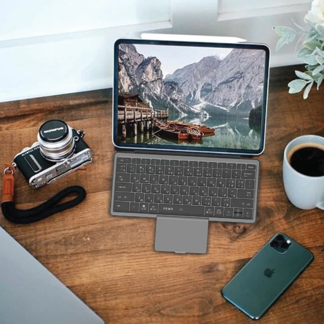 PAWA TRI FOLD WIRELESS KEYBOARD WITH TOUCHPAD GREY PW-PKW2T5F1-GY thumbnail 2