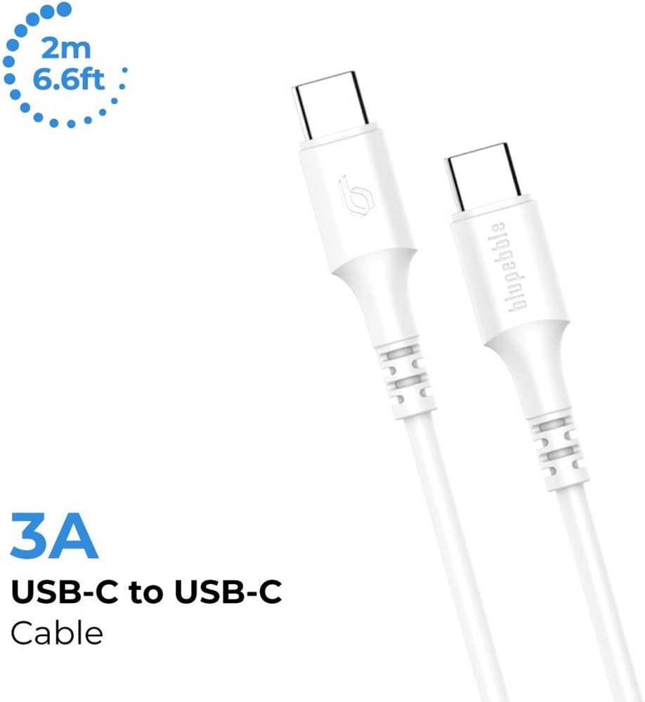 BLUPEBBLE POWERFLOW USB-C TO USB-C 60W CABLE 2M WHITE