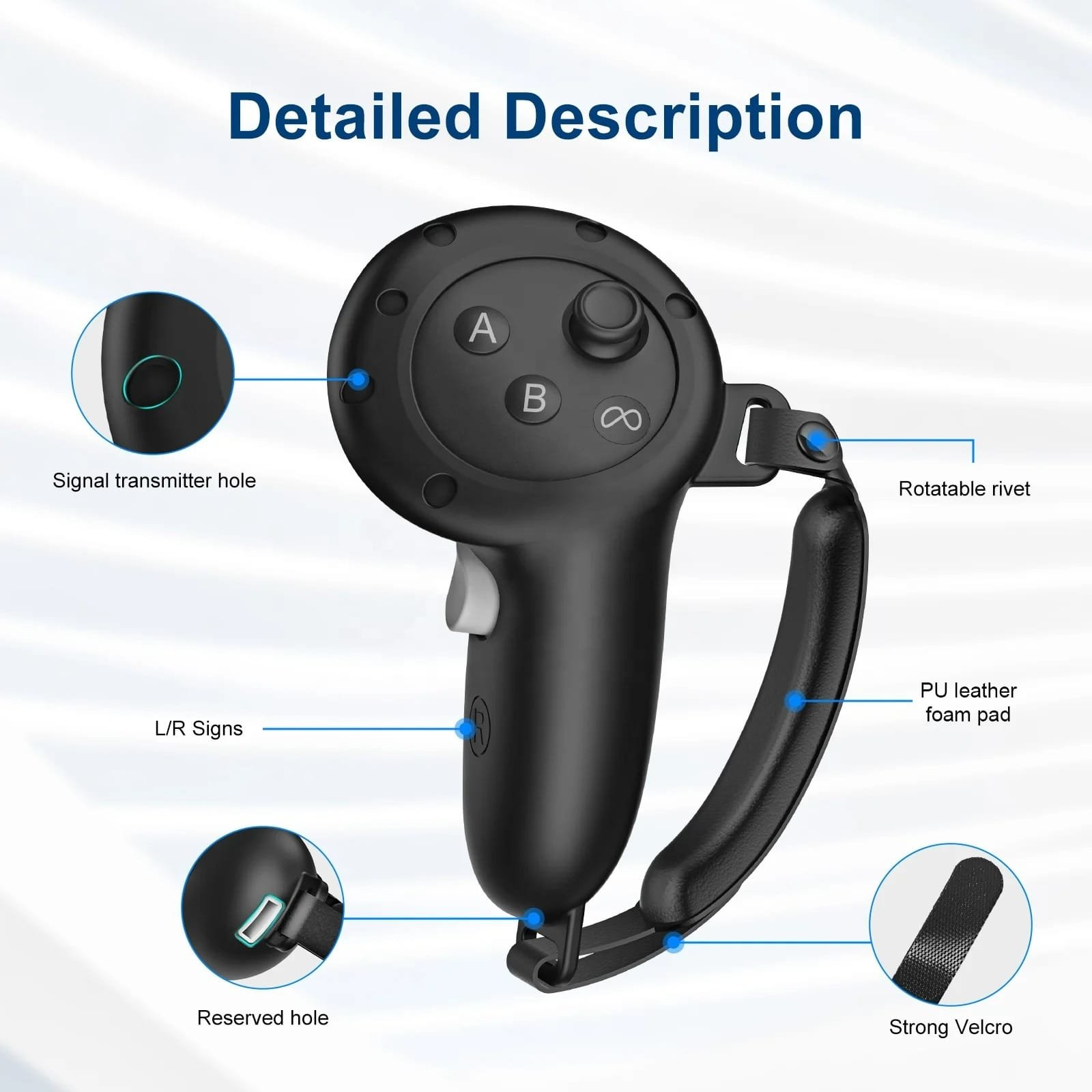 BLUPEBBLE ELITE SILICON HAND GRIP COVER FOR META QUEST 3 BLACK BP-VRQ3GRIP-BK thumbnail 2