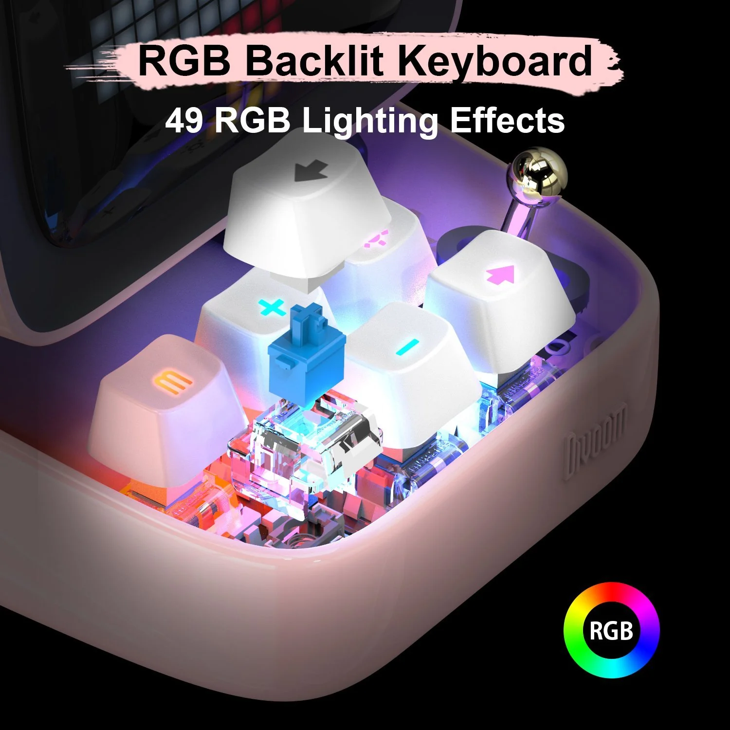 DIVOOM DITOO PRO RETRO PIXEL ART BLUETOOTH SPEAKER WITH RGB MECHANICAL KEYBOARD PINK thumbnail 7