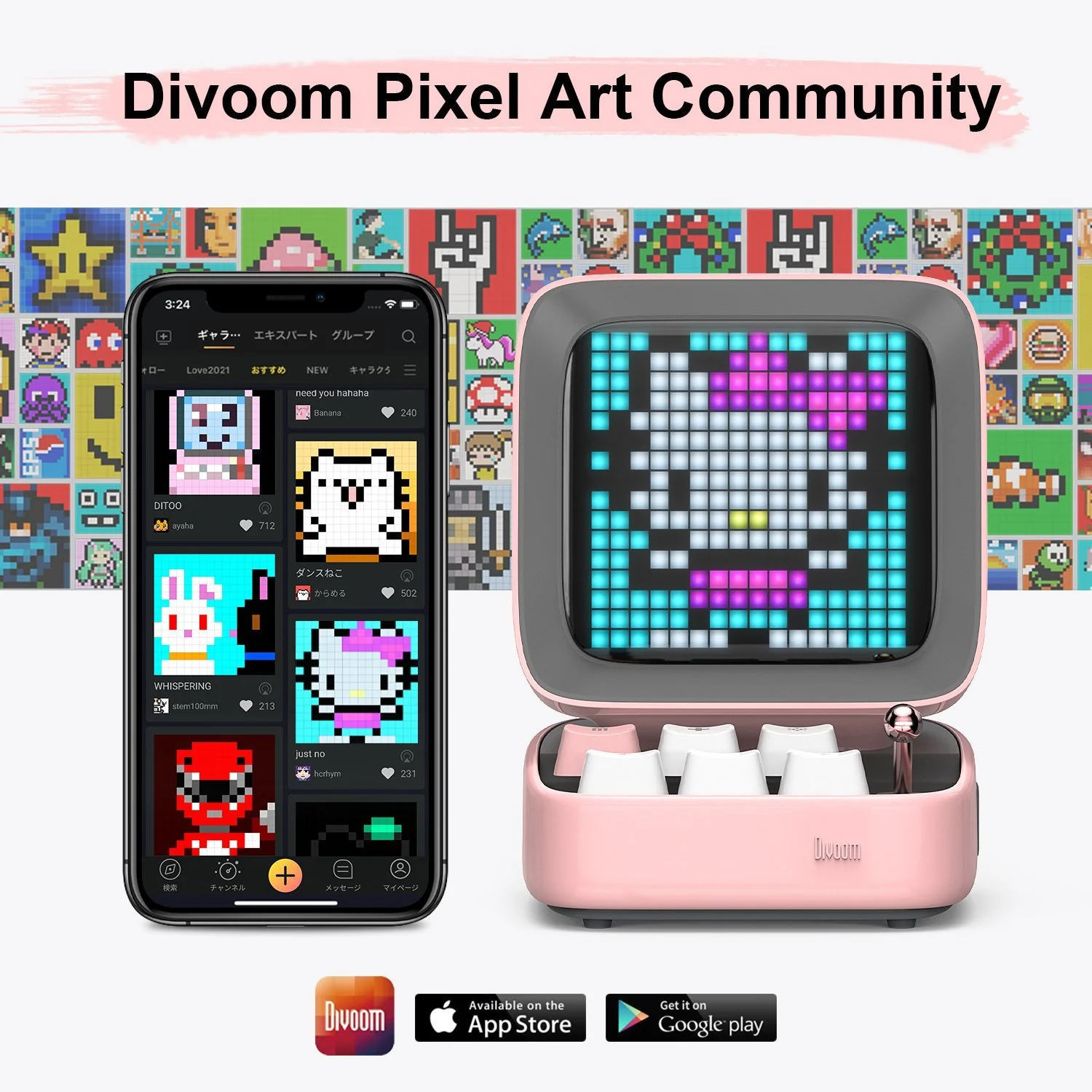 DIVOOM DITOO PRO RETRO PIXEL ART BLUETOOTH SPEAKER WITH RGB MECHANICAL KEYBOARD PINK thumbnail 8