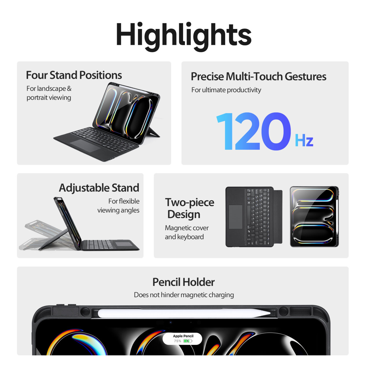 DUXDUCIS IPAD PRO 13 INCH MAGNETIC FOLIO KEYBOARD BLACK ALBYBG-006 thumbnail 4