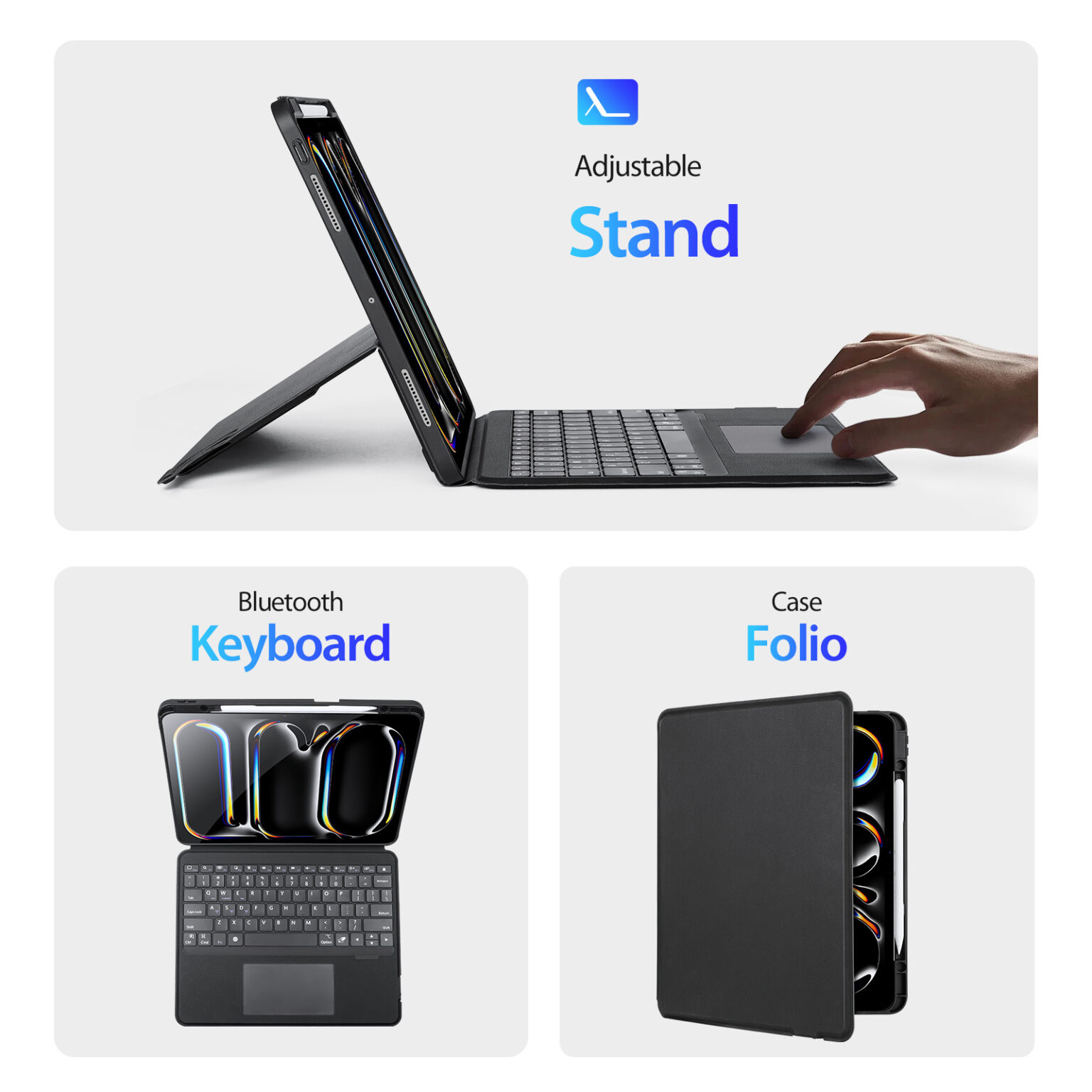 DUXDUCIS IPAD PRO 13 INCH MAGNETIC FOLIO KEYBOARD BLACK ALBYBG-006 thumbnail 3