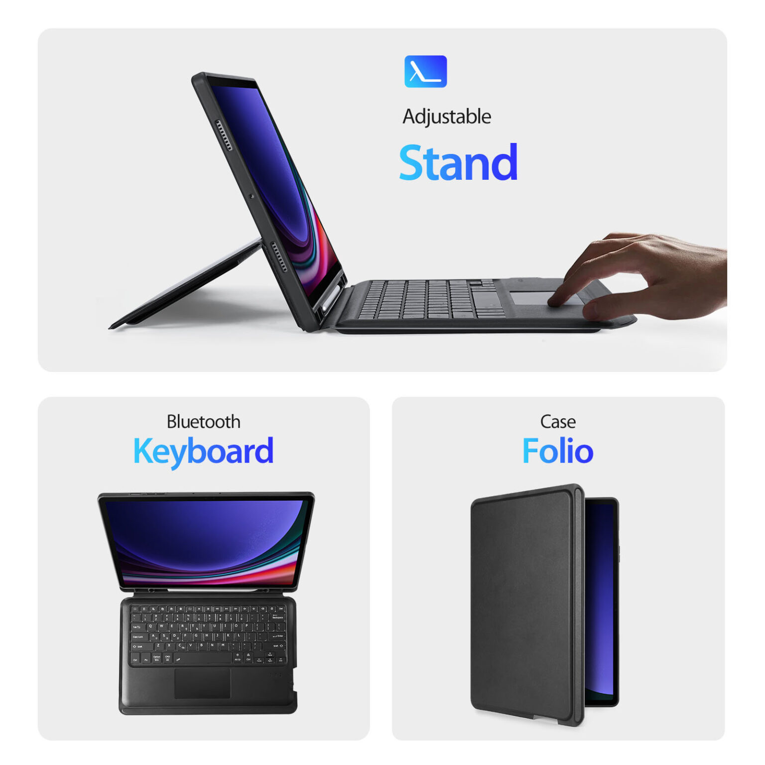 DUXDUCIS DK SAMSUNG TAB S10 FE PLUS FOLIO KEYBOARD BLACK DK-ALBYBG-017 thumbnail 4