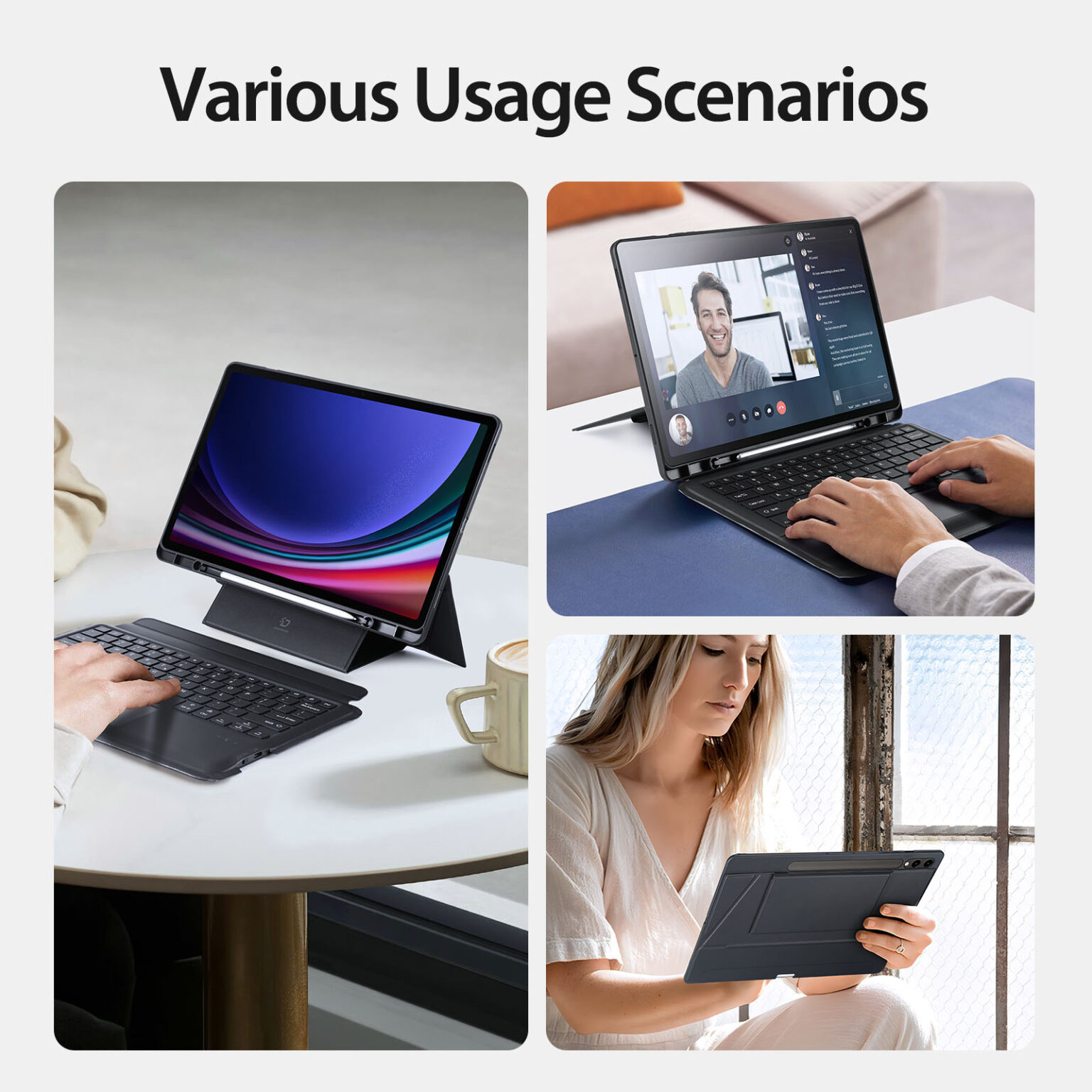DUXDUCIS DK SAMSUNG TAB S10 FE PLUS FOLIO KEYBOARD BLACK DK-ALBYBG-017 thumbnail 5
