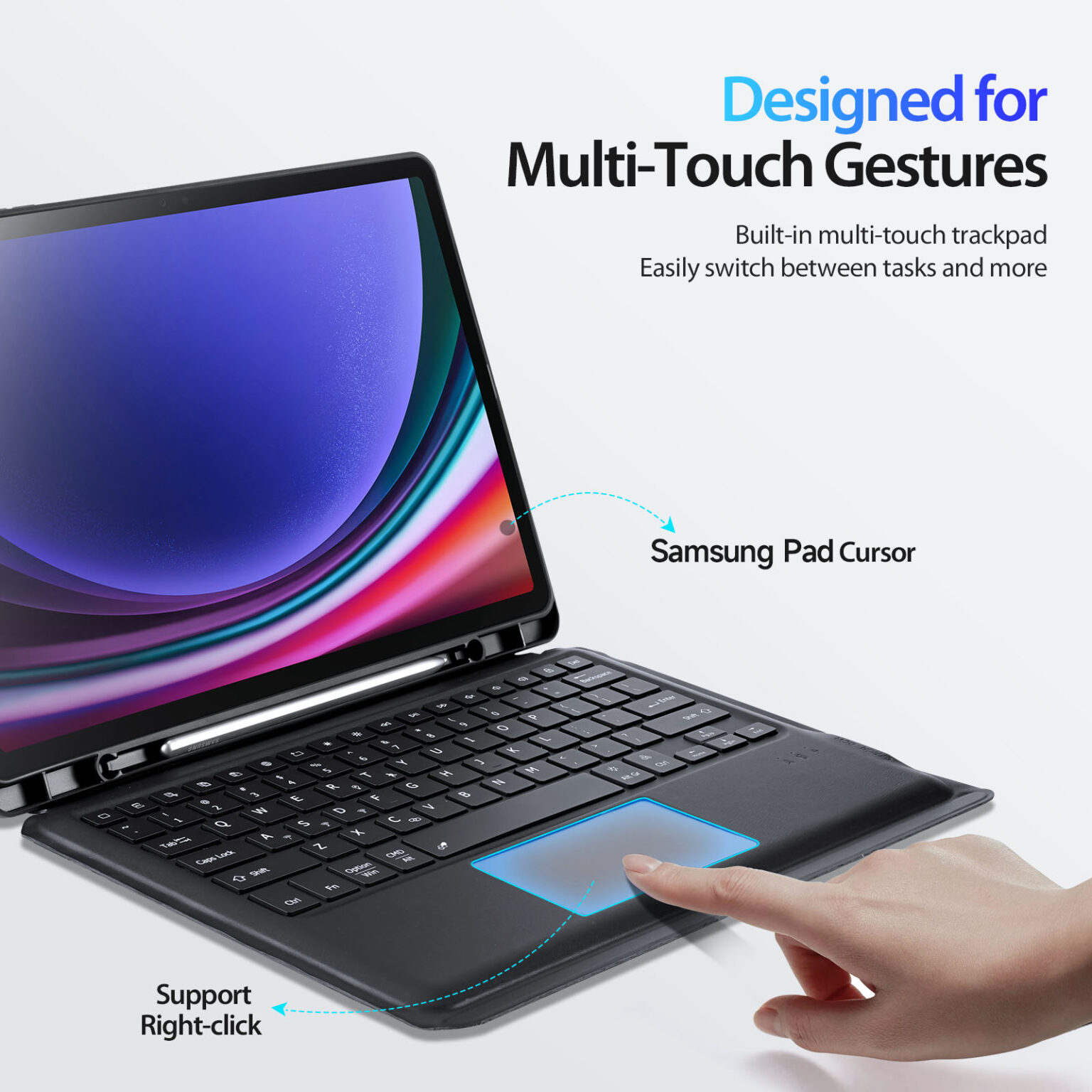DUXDUCIS DK SAMSUNG TAB S10 FE PLUS FOLIO KEYBOARD BLACK DK-ALBYBG-017 thumbnail 8