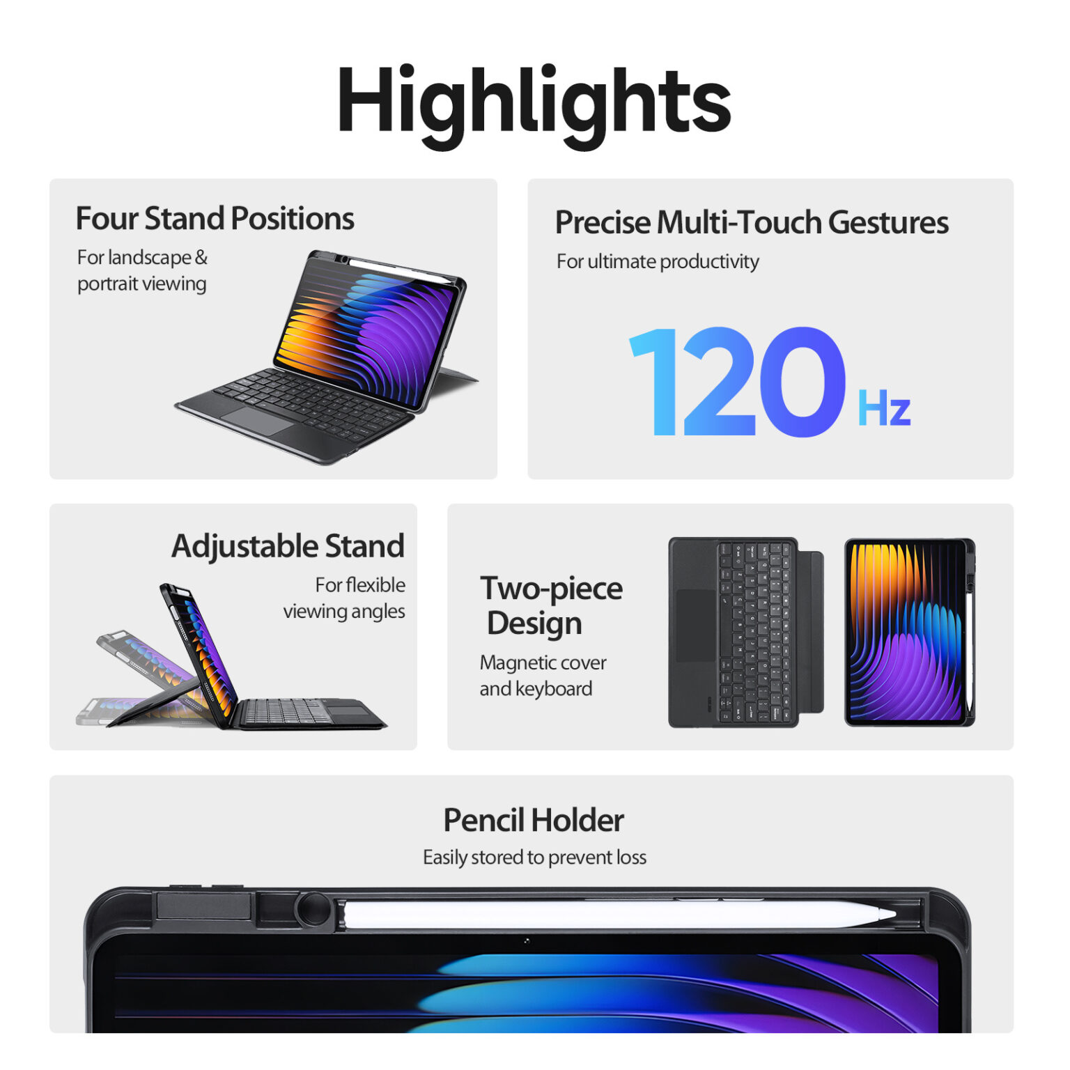 DUXDUCIS XIAOMI PAD 7 /7 PRO MEGNETIC FOLIO KEYBOARD BLACK ALBYBG-016 thumbnail 3