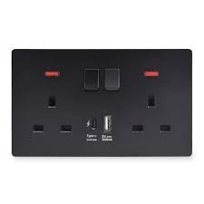 POWER PANEL WITH DUAL UK SOCKET&USB/TYPE-C PORTS BLACK