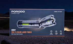 PORODO LIFESTYLE ORBIT MULTI COLOR LASER TORCH WITH POWER BANK FUNCTION BLACK PDLSTL2220 thumbnail 3