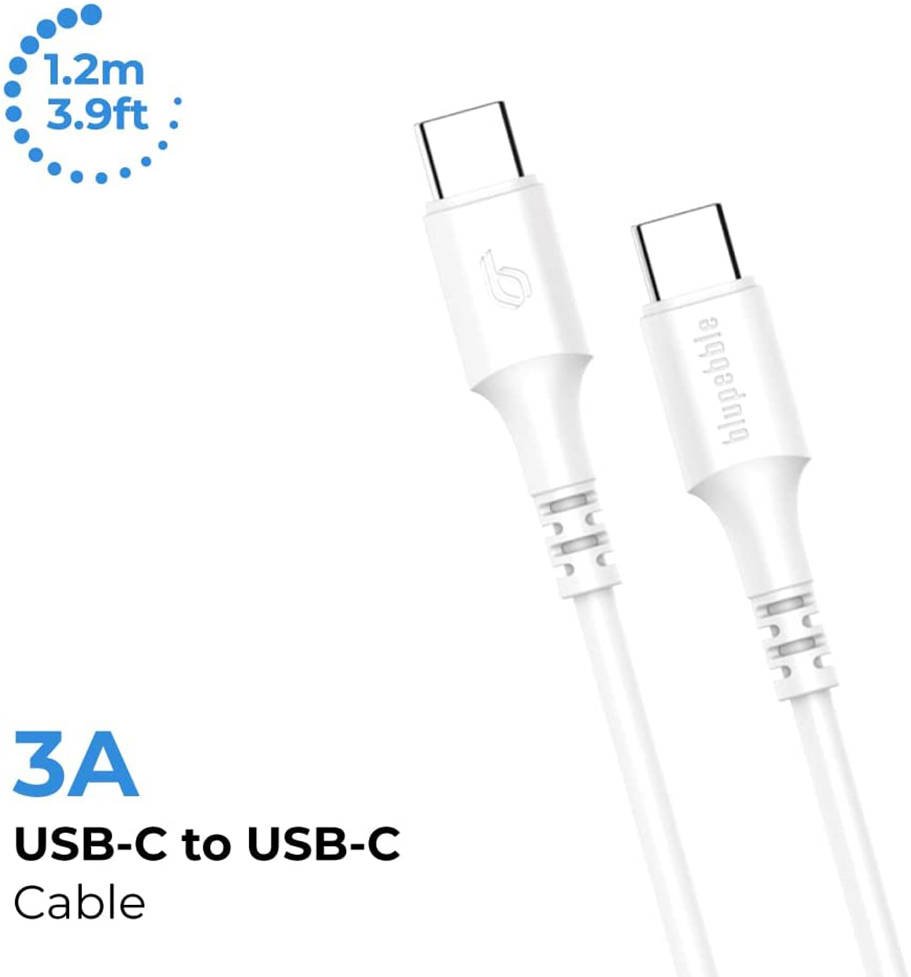 BLUPEBBLE POWERFLOW USB-C TO USB-C 60W CABLE 1.2M WHITE
