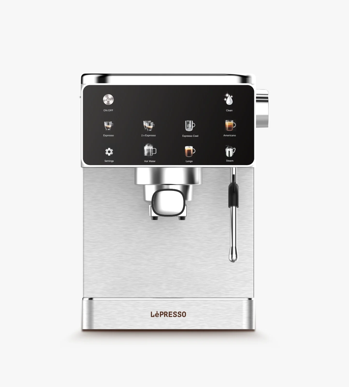 LEPRESSO MACCHINA DI LUSSO ESPRESSO MACHINE WITH STEAM WAND SILVER LPCFFMDL0011SL