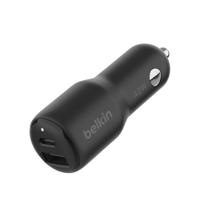 BELKIN BOOSTCHARGE 42W DUAL USB PD PPS CAR CHARGER 30W USB-C & 12W USB-A BLACK CCB005BTBK