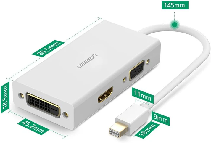 UGREEN MINI DP TO HDMI/VGA/DVI CONVERTER WHITE 20417 thumbnail 5