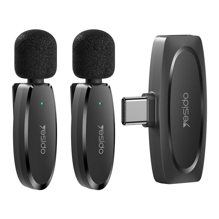 YESIDO LAVALIER DOUBLE WIRELESS MICROPHONE BLACK KR13