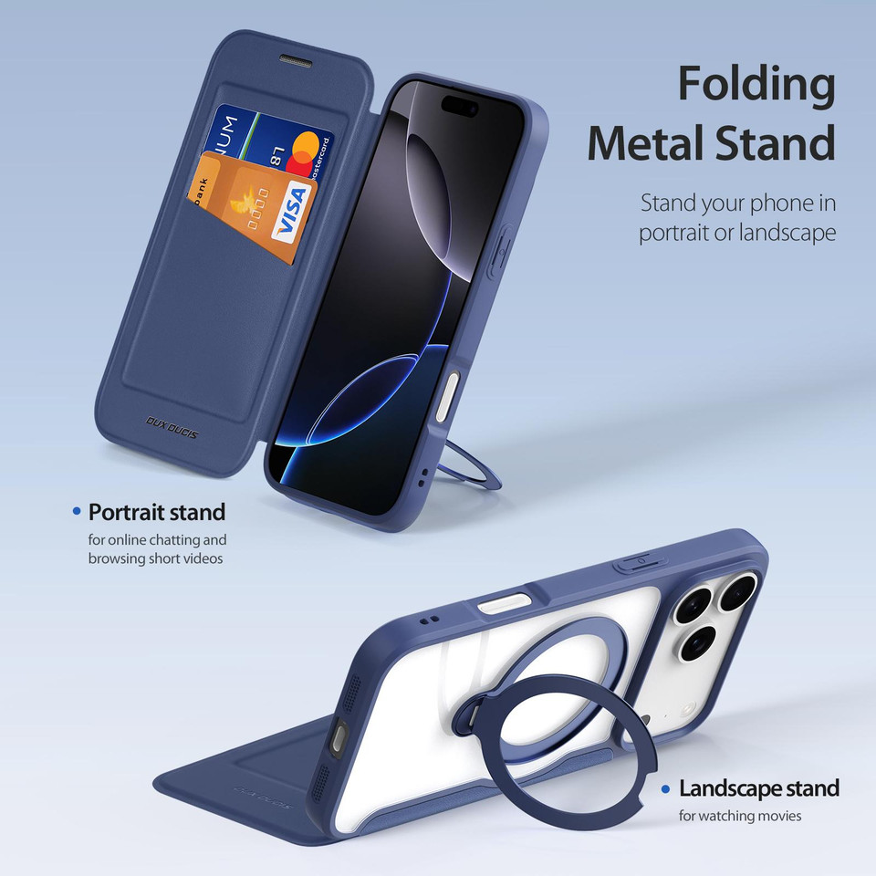 DUX DUCIS IPHONE 17 PRO SKIN X PRO CASE WITH MAGNETIC STAND BLUE SKIN-X0506 thumbnail 4