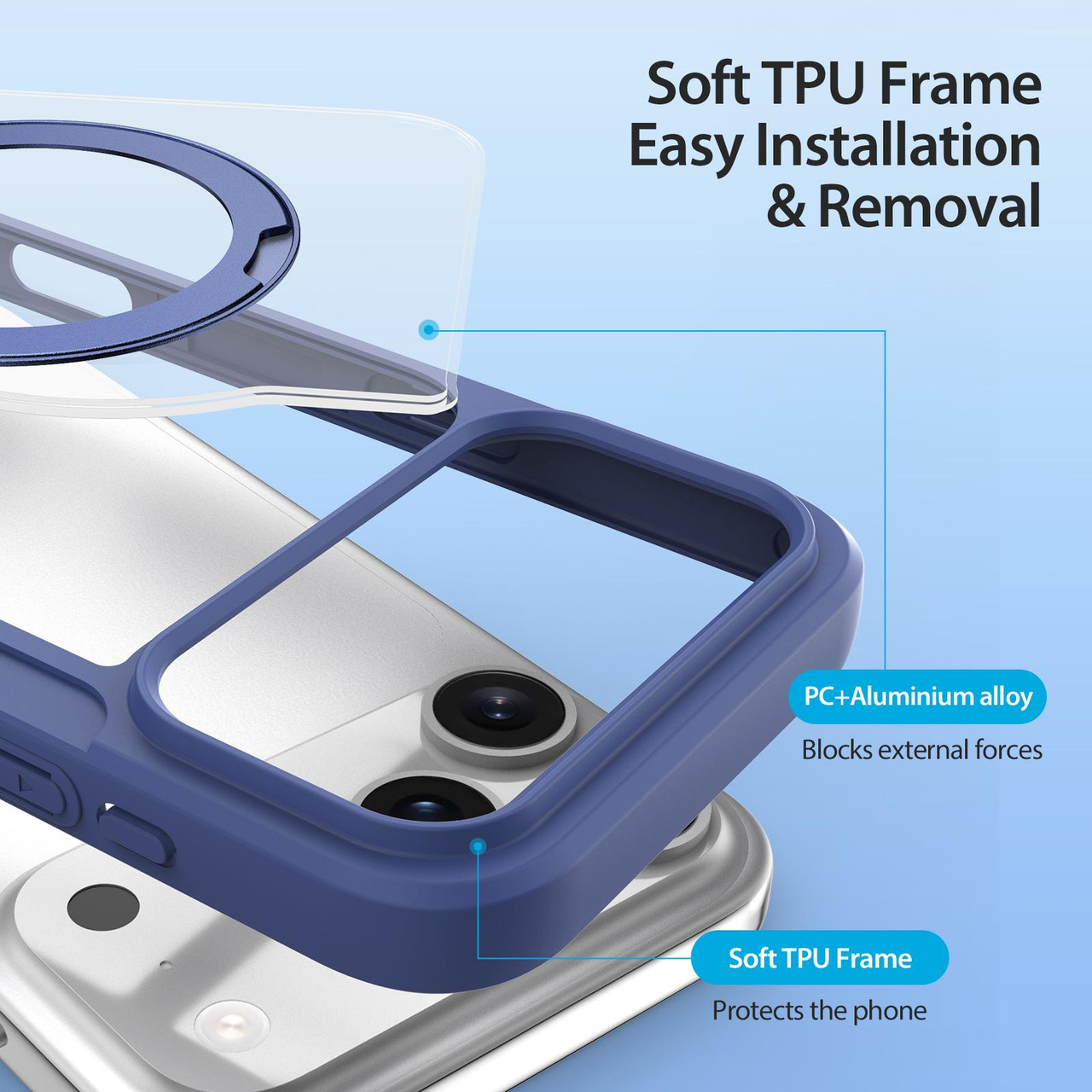 DUX DUCIS IPHONE 17 PRO SKIN X PRO CASE WITH MAGNETIC STAND BLUE SKIN-X0506 thumbnail 6