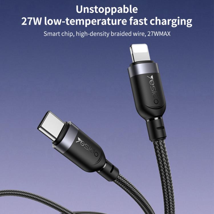 YESIDO 27W USB-C TO LIGHTNING CABLE 1.2M BLACK CA189 thumbnail 3